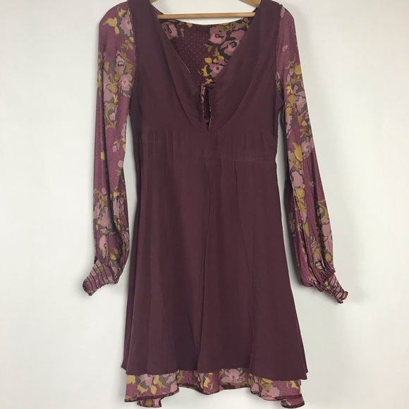 Free People Morning Light Mini Dress-Purple Combo - Picture 11 of 13